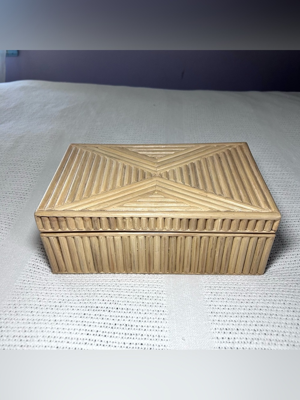 Williams Sonoma Pencil Reed Trinket Box Split Bamboo
